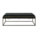 Upholstered Velvet Ottoman Bench with Brass Finish, Black N757P256384B