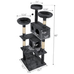 ZUN Cat Tree Cat Tower with Scratching Ball, Plush Cushion, Ladder and Condos for Indoor Cats, Gray W2181P147631