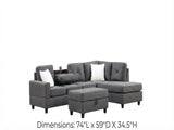 Modern Charcoal L-Shaped Sectional Sofa, Contemporary Upholstered Living Room Couch, Deep B2771P498532