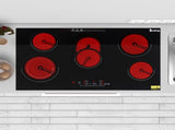 Electric Ceramic Stove! 35in 220v 8600w Rectangular 6-Burner Stove, Glass And Iron Spray-Coated 97408266