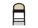 Panama 26.5" Curved Back Cane Rattan Counter Stool, Set of 2, Ebony Black Boucle B2719P238388