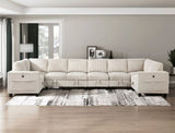 Modern Living Room Furniture Beige Corner Seat with Storage Corduroy Fabric Upholstery 1pc Modular B011P206263