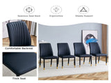 Modern Dining Chairs Set of 4, Black PU Leather Upholstered Chairs with High Back and Chrome Metal W3493P427136