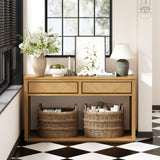 TREXM 55" Console Table, Rustic Wooden Entryway Table with Storage Drawers and Open Shelf, Elegant N715P235096N