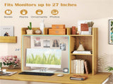 Beige Desktop Bookshelf for 27''/68.58cm Monitor, 93.9825.4073.66cm Engineered Wood Desk Hutch 23976534