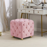 Pink Modern Velvet Upholstered Ottoman, Exquisite Small End Table, Soft Foot Stool,Dressing Makeup W1170103513