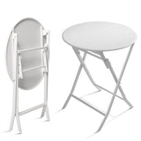 3 Piece Patio Bistro Set of Foldable Round Table and Chairs, White W1586P143153