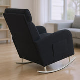 Chenille Upholstered Rocking Chair with Metal Legs and Side Storage Pocket Modern Comfort & 83578306