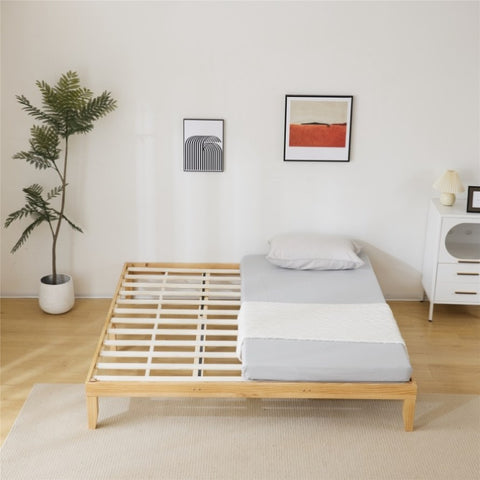ZUN Basic bed frame solid wood color King 206*192*30.5cm wooden bed 36540540