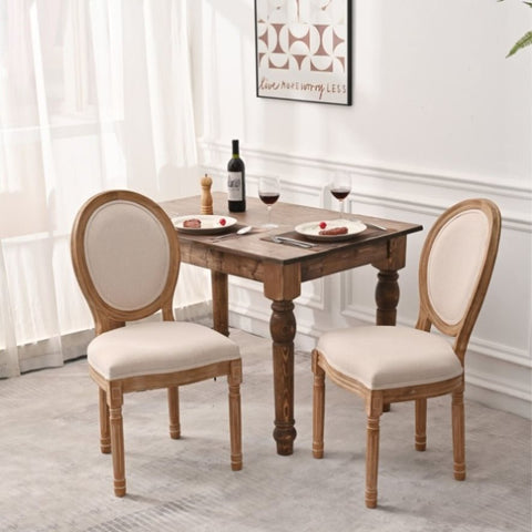 ZUN French Country Dining Chairs with Round Back Set of 2, Upholstered, Solid Wood Legs, Side Chairs for 96468181