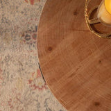 Round two-ply Coffee Table Handcrafted Relief Sturdy Pedestal Wooden Olive-Shaped Tea Table for W3081P255114