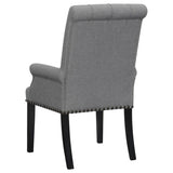 Grey Tufted Arm Chairs with Nailhead Trim B062P145443