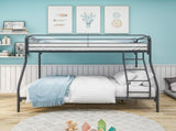 Heavy Duty Twin-Over-Full Metal Bunk Bed, Easy Assembly with Enhanced Upper-Level Guardrail, Black 87935632