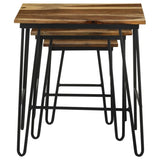 Natural and Black 3-Piece Nesting Table with Hairpin Legs B062P153893