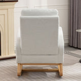 ZUN Accent Rocking Chair with Footrest High Back Rubber Wood Rocking Legs Bedroom Living Space 26.77D X W2231P143508