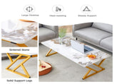 A coffee table is made of rock slab material, with a natural and smooth marble pattern on the W1151P154284