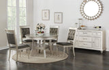 ZUN Round Dining Table Silver / Grey Finish Rubber wood Frame Center Glass Top Dinette Table HS00F2428-ID-AHD