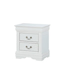 ZUN 1pc Nightstand White Louis Philippe Solid wood English Dovetail Construction Antique Nickle Hanging B011P159911