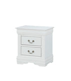 ZUN 1pc White Finish Two Drawers Louis Philip Nightstand Solid Wood Contemporary & Simple Style B01181968