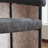 Modern Upholstered Bar Stools Set of 2, Boucle Fabric Counter Height Chairs with Metal Frame & W1901P264275