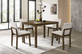 ZUN Dark Walnut Finish 5pc Dining Room Set Dining Table 4x Chairs Beige Fabric Chair Seat Kitchen B011119000