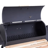 48" Steel Portable Backyard Charcoal BBQ Grill and Offset Smoker Combo with Wheels 72006641