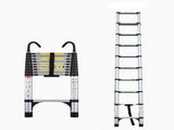 Telescopic ladder, 9.5 foot aluminum button telescopic ladder with 2 triangular stabilizers and 92521596