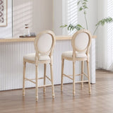 French Country Dining Chairs Set of 2, Upholstered Chairs with Round Back, Wire drawing and carving W3426P324576