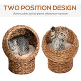 23.5" H Brown cat bed with upholstered, cat basket bed cat house 72080285