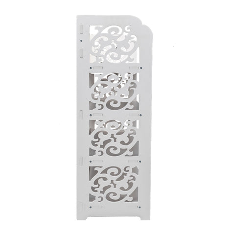 ZUN Wood-plastic Board Four Tiers Carved Shoe Rack White B 31111273