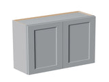 Gray Shaker Solid Wood Wall Cabinet with Soft-Close Doors, Adjustable Shelves - 36" Double Door T2950P479301