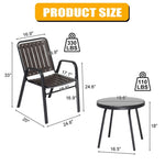 ZUN 3-Piece Patio Bistro Set, Outdoor Furniture Set with 2 Stackable Patio Dining Chairs and Glass 31111029