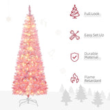 6ft Prelit Snow Flocked Artificial Christmas Tree with Pencil Shape, Pine Realistic Branches, Warm 81303007
