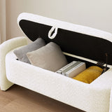 ZUN Ottoman Oval Storage Bench 3D Lamb Fleece Fabric Bench with Large Storage Space for the Living Room, W1825133565