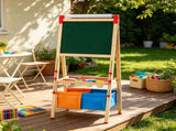 3-in-1 Kids Art Easel, Wooden Double-Sided Magnetic Whiteboard & Chalkboard with Paper Roll, 54340008