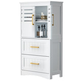 Bathroom Floor Storage,Freestanding Bathroom with 2 Drawers and 2 Doors,Storage T3210P293445
