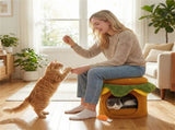 Cheeseburger Theme Cat Nest , Cute Burger Shape with Fried Chicken Plush Toy, No 89390808