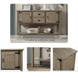 48'' Solid Wood Sideboard Console Table with 2 Drawers and Cabinets and Bottom Shelf, Retro Style W120270248