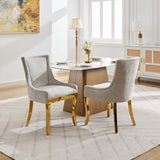 Chenille Dining Chairs, Modern Style with Curved Gold - Plated Legs & Rivet Trim, Upholstered W1143P332684