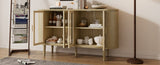 TREXM Farmhouse Sideboard Cabinet with Storage, Wood Buffet Cabinet with Glass Doors and Adjustable N715P264923D