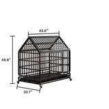 48 Inch Heavy Duty Dog Crate Wheels, Folding Metal Big Dog Cage for Large and Medium Dogs, Cage W347P295281