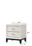 Contemporary 2-Drawer Nightstand End Table White Finish Two Storage Drawers Metal Handles Bedroom B011P159822