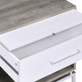 ZUN Weathered Grey Oak and White Accent Table B062P181407