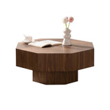 30.51 inch Coffee table Wooden Octagonal-Shaped for Living Room Walnut Suitable for Bedroom, Living W3081P315308