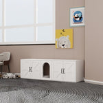 ZUN Litter Box Enclosure for 2 Cats, Modern Cat Litter Box with Double Room, Wooden Litter Box W282P196029