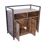 Rustic Brown Wooden Cat Litter Box Enclosure, Spacious Hidden Cat Litter Box with Scratching Mat W1412P271588