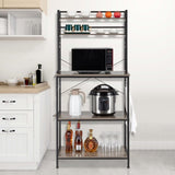 5-Tier Bakers Rack with 10 S-Shaped Hooks, Industrial Microwave Oven Stand, Free Standing 01971249