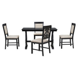 ZUN 5-Piece Retro Dining Set, Rectangular Wooden Dining Table 4 Upholstered Chairs for Dining Room 34220752