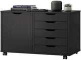 5-Drawer Rolling File Cabinet on Wheels, Wood Printer Stand with Storage Drawers for Home Office, 48695732