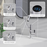 Chrome Bathroom Sink Faucet with Spray Function and Temperature Display for Anti-Skid Switch and Hot W1217P214949